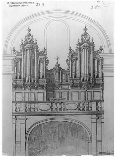 Elévation de l'orgue (projet non réalisé).