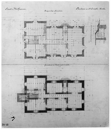 Presbytère : plans du rez-de-chaussée et du sous-sol.