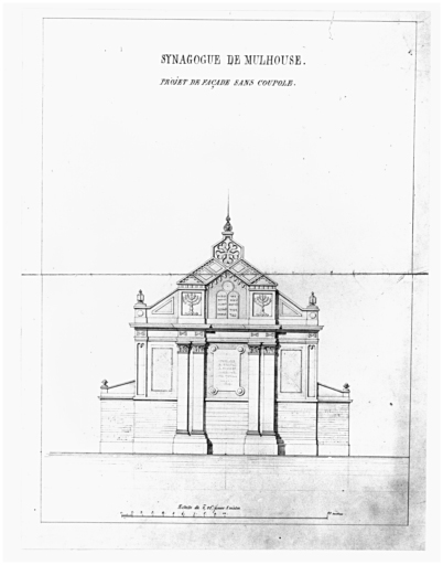 Plan d'un projet de façade sans coupole.