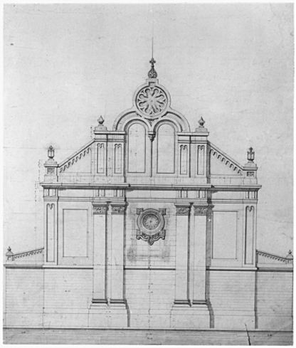 Plan d'un projet : élévation du mur-pignon.