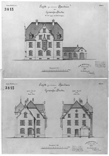 Presbytère : élévation vers la rue de Stalingrad. Elévations nord-ouest et sud-est.