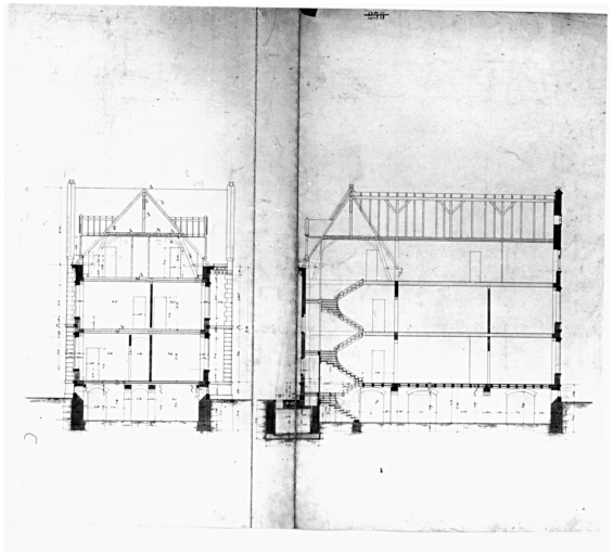 Presbytère : coupe transversale et longitudinale.