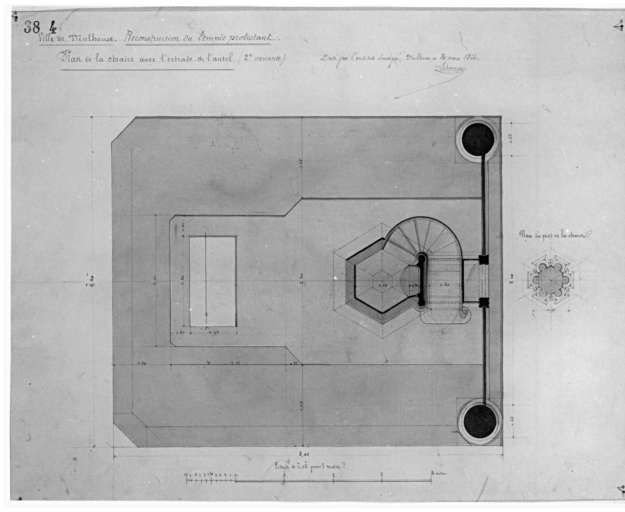 Plan de la chaire avec l'estrade et l'autel (deuxième variante).