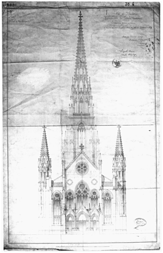 Reconstruction du temple protestant. Elévation principale.