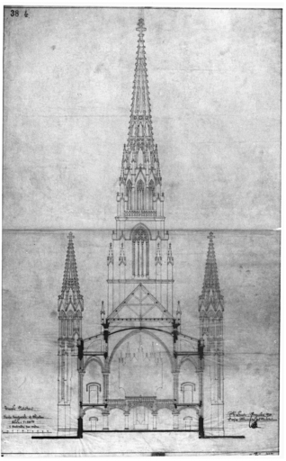 Coupe transversale et élévation.