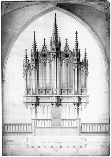 Plan et élévation du buffet d'orgues (après exécution).