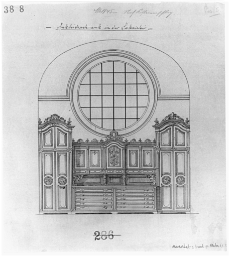 Elévation du meuble de sacristie.