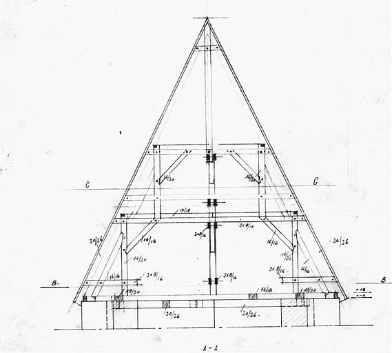 Coupe d'une charpente.