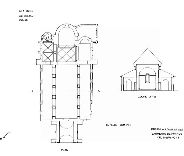 Plan et coupe transversale.