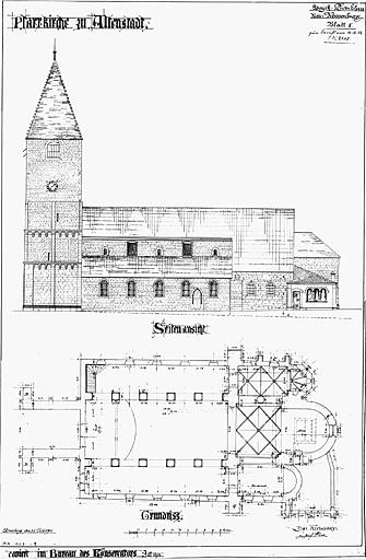 Coupe longitudinale et plan.