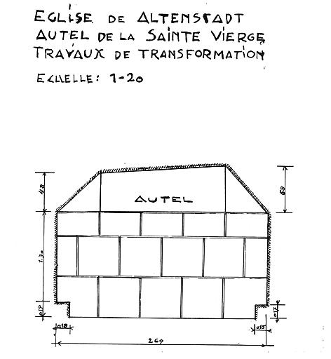 Plan des travaux de transformation de l'autel de la sainte Vierge.