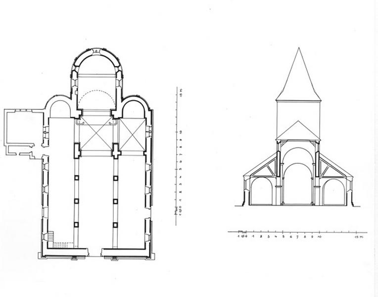 Plan et coupe transversale.