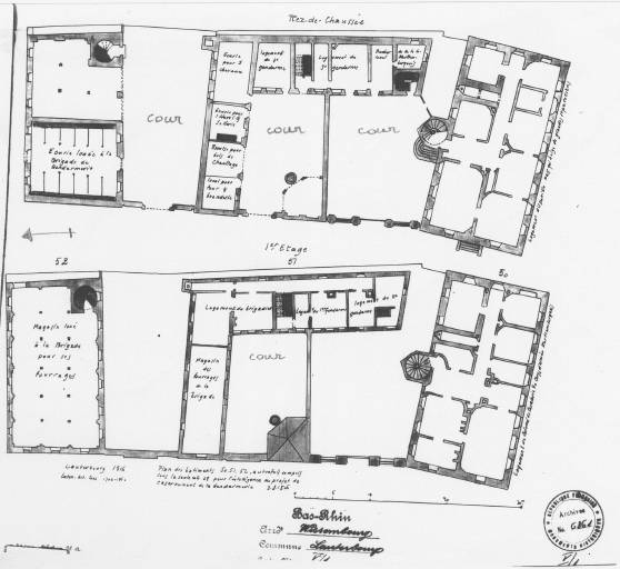 Plans des bâtiments 50, 51, 52, rez-de-chaussée et 1er étage.