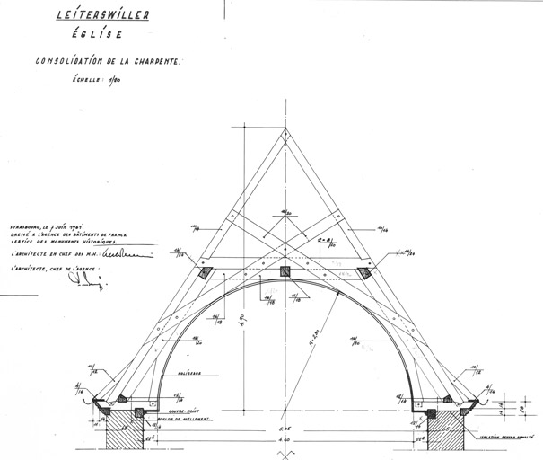 Consolidation de la charpente : plan.