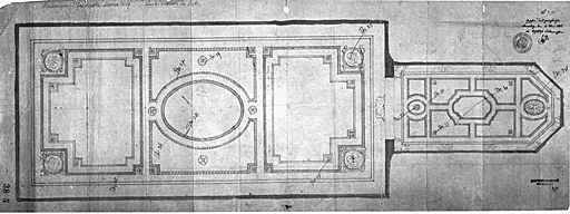 Plan du plafond, mur est de la nef.