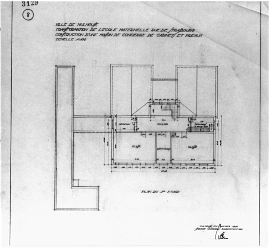 Transformation de l'école maternelle : plan du premier étage.