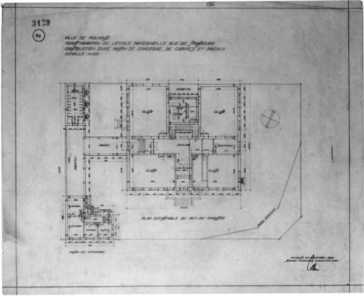 Plan du rez-de-chaussée pour transformation de l'école maternelle.