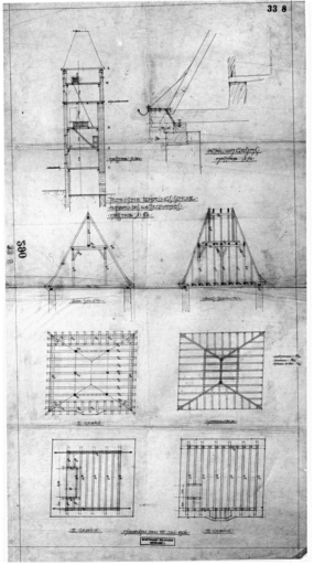 Tour Nessel : plan et coupe de la surélévation.