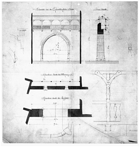 Tour du Bollwerk : plan du mur d'enceinte et du passage.