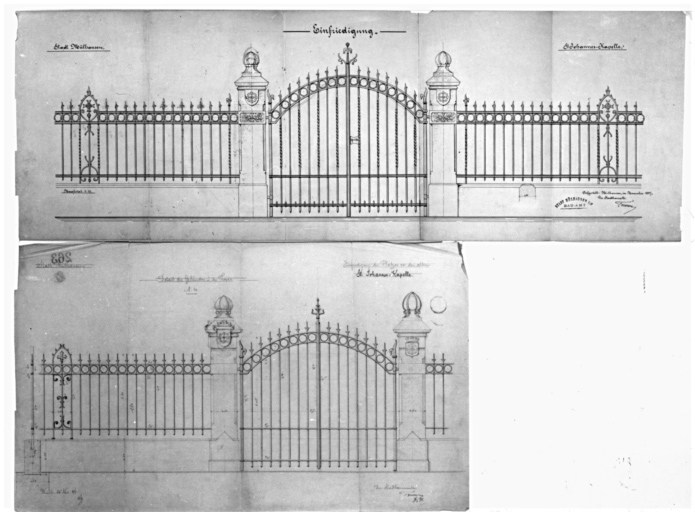 Grille de la clôture du jardin : deux projets.