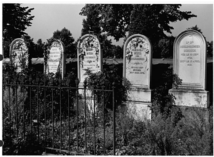 Cimetière protestant : monument sépulcral de Jean Gaspard Weiss et de sa famille (allée a). Vue d'ensemble.