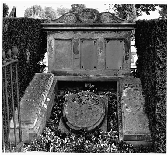 Cimetière protestant : tombeaux de la famille Bock, dans un enclos. Vue d'ensemble.