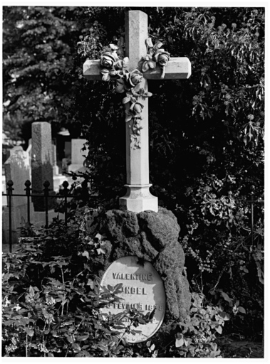 Cimetière protestant : tombeau de Valentine Zindel (allée 0). Vue d'ensemble.