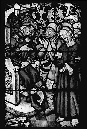 Détail du panneau 3a. Comparution du Christ devant Caïphe.