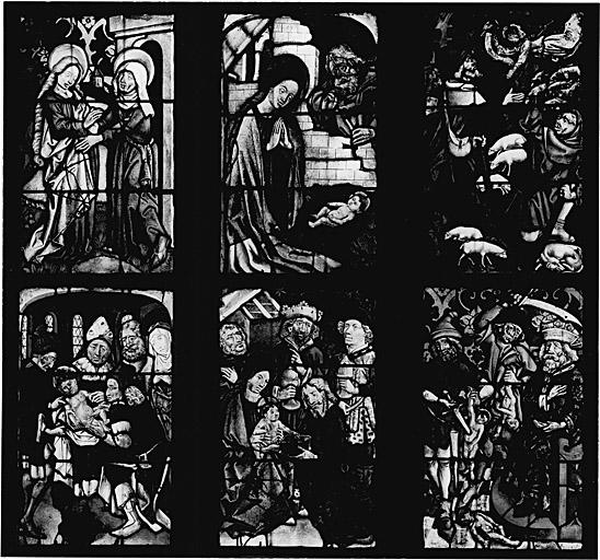 Vue des panneaux 3a, b, c - 4a, b, c. Enfance du Christ, de la Visitation au Massacre des Innocents.