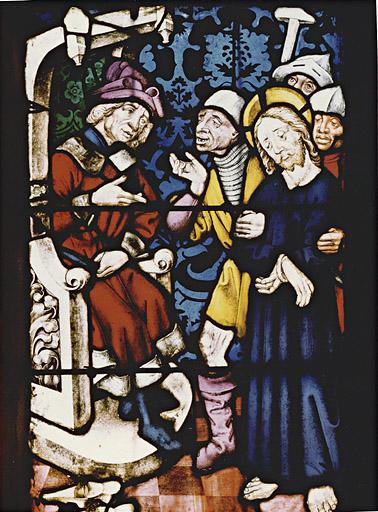 Détail du panneau 3a. Comparution du Christ devant Caïphe.