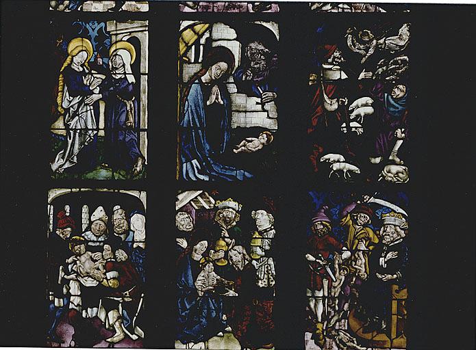 Vue des panneaux 3a, b, c - 4a, b, c. Enfance du Christ, de la Visitation au Massacre des Innocents.