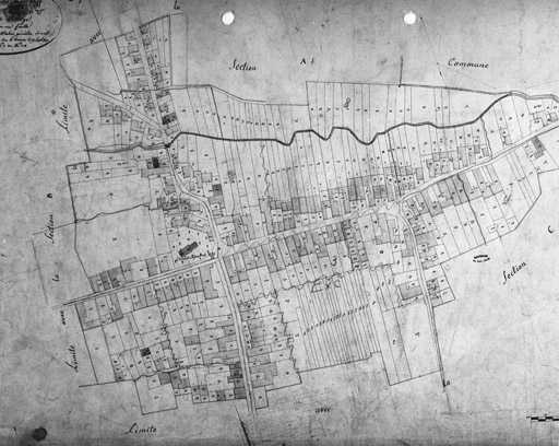 Plan du village d'Oberbetschdorf. Cadastre napoléonien, section D.