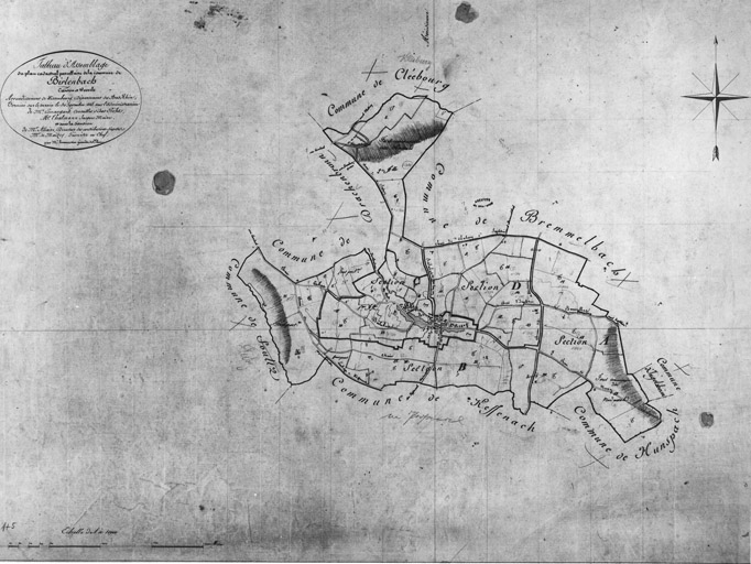 Cadastre napoléonien. Tableau d'assemblage du village de Birlenbach.