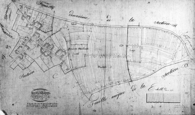 Cadastre napoléonien de la commune de Kutzenhausen. Section C1 : village de Merkwiller