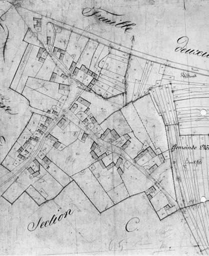 Plan du village de Merkwiller. Plan cadastral napoléonien de la commune de Kutzenhausen. Section C1.