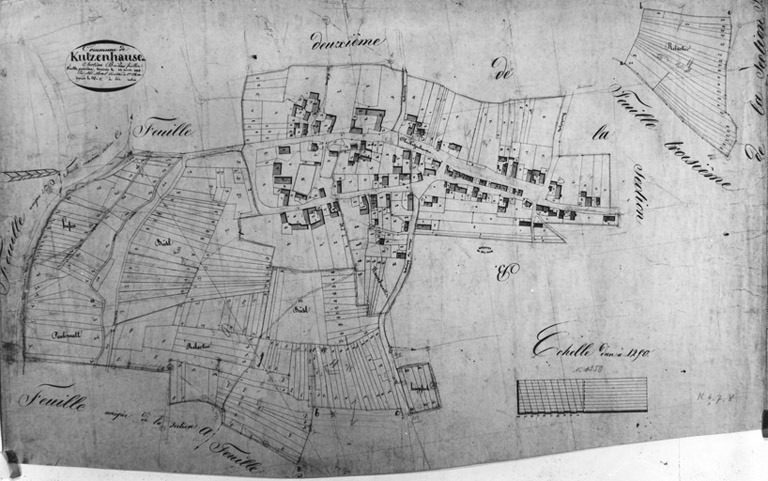 Plan du village de Oberkutzenhausen, cadastre napoléonien, section B1.