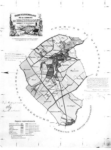 Cadastre du village de Dranchenbronn. Tableau d'assemblage.