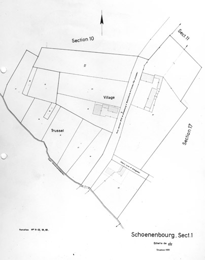 Plan du village de Schoenenbourg. Cadastre de 1939. Section 1.