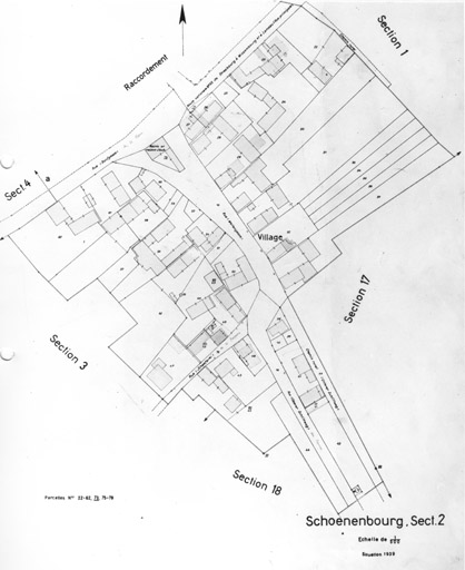 Plan du village de Schoenenbourg. Cadastre de 1939. Section 2.