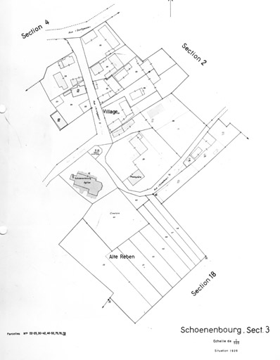 Plan du village de Schoenenbourg. Cadastre de 1939. Section 3.