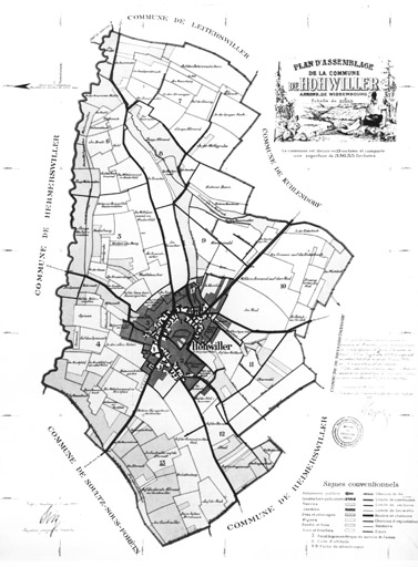 Cadastre du village de Hohwiller, tableau d'assemblage, 1929.