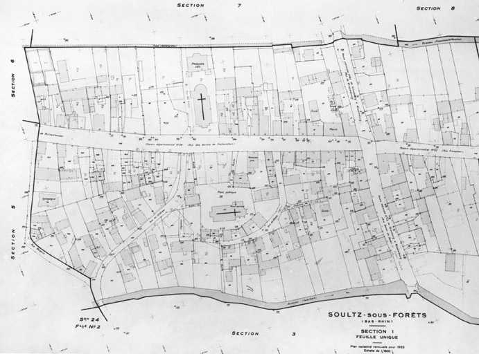 Plan cadastral de la ville, renouvelé pour 1952, Section 1.