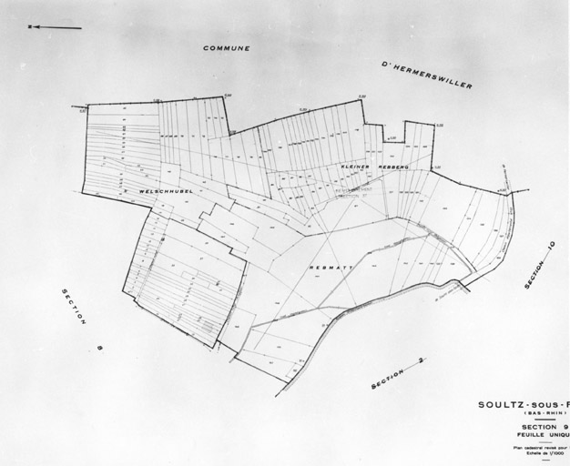 Plan cadastral de la ville, renouvelé pour 1952, section 9.