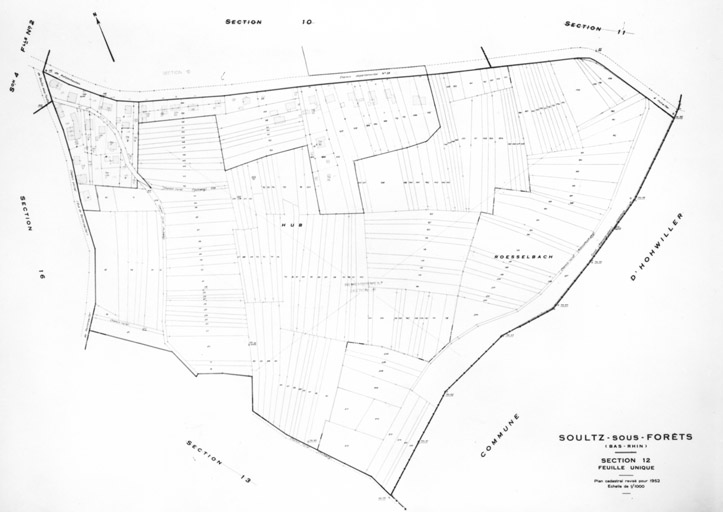 Plan cadastral de la ville, renouvelé pour 1952, Section 12.