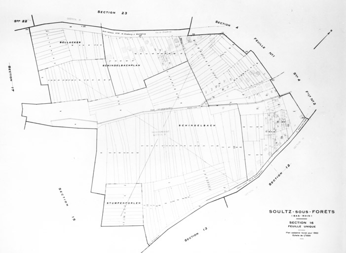 Plan cadastral de la ville, renouvelé pour 1952, Section 16.