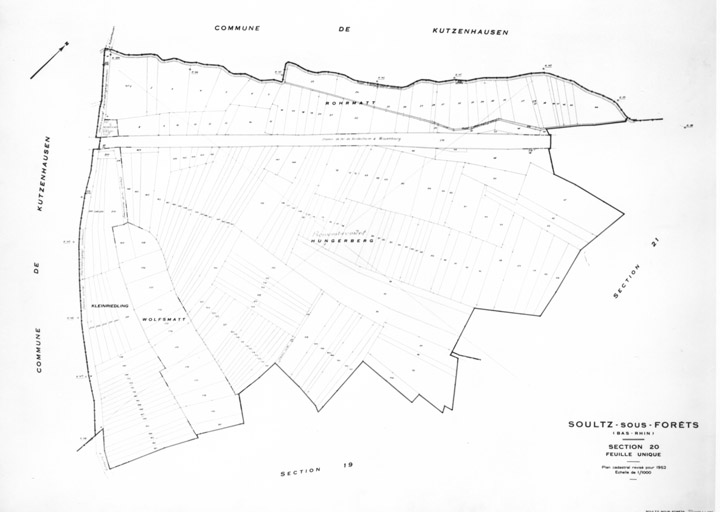 Plan cadastral de la ville, renouvelé pour 1952, Section 20.