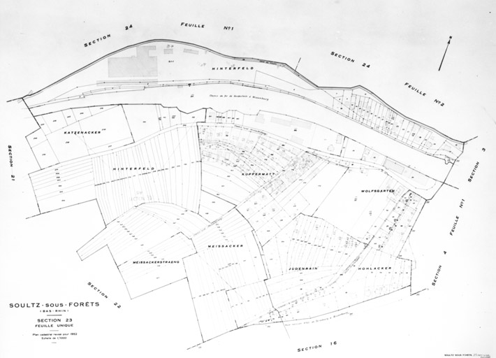 Plan cadastral de la ville, renouvelé pour 1952, Section 23.