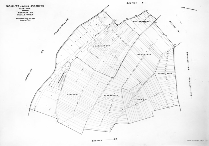 Plan cadastral de la ville, renouvelé pour 1952, Section 25.