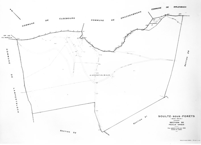 Plan cadastral de la ville, renouvelé pour 1952, Section 30.