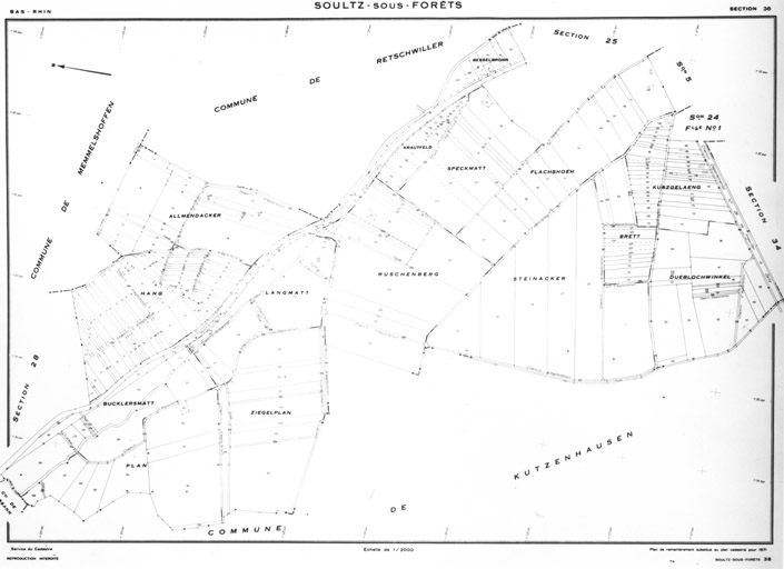 Plan cadastral de la ville, renouvelé pour 1952. Section 38.